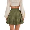 imageLYANER Womens Elastic Waist Pleated Layer Ruffle Hem Flowy A Line Short SkirtArmy Green2