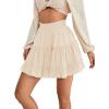 imageLYANER Womens Elastic Waist Pleated Layer Ruffle Hem Flowy A Line Short SkirtBeige2