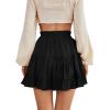 imageLYANER Womens Elastic Waist Pleated Layer Ruffle Hem Flowy A Line Short SkirtBlack2