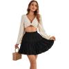 imageLYANER Womens Elastic Waist Pleated Layer Ruffle Hem Flowy A Line Short SkirtBlack2