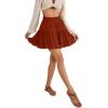 imageLYANER Womens Elastic Waist Pleated Layer Ruffle Hem Flowy A Line Short SkirtBrick Red2