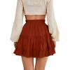 imageLYANER Womens Elastic Waist Pleated Layer Ruffle Hem Flowy A Line Short SkirtBrick Red2