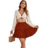 imageLYANER Womens Elastic Waist Pleated Layer Ruffle Hem Flowy A Line Short SkirtBrick Red2