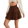 imageLYANER Womens Elastic Waist Pleated Layer Ruffle Hem Flowy A Line Short SkirtBrown2
