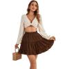 imageLYANER Womens Elastic Waist Pleated Layer Ruffle Hem Flowy A Line Short SkirtBrown2