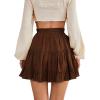 imageLYANER Womens Elastic Waist Pleated Layer Ruffle Hem Flowy A Line Short SkirtBrown2