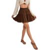 imageLYANER Womens Elastic Waist Pleated Layer Ruffle Hem Flowy A Line Short SkirtBrown2