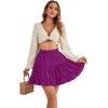 imageLYANER Womens Elastic Waist Pleated Layer Ruffle Hem Flowy A Line Short SkirtDeep Purple2