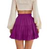 imageLYANER Womens Elastic Waist Pleated Layer Ruffle Hem Flowy A Line Short SkirtDeep Purple2