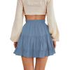 imageLYANER Womens Elastic Waist Pleated Layer Ruffle Hem Flowy A Line Short SkirtDusty Blue2