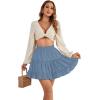 imageLYANER Womens Elastic Waist Pleated Layer Ruffle Hem Flowy A Line Short SkirtDusty Blue2