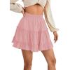 imageLYANER Womens Elastic Waist Pleated Layer Ruffle Hem Flowy A Line Short SkirtDusty Pink2