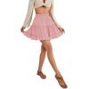 imageLYANER Womens Elastic Waist Pleated Layer Ruffle Hem Flowy A Line Short SkirtDusty Pink2