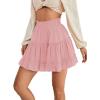 imageLYANER Womens Elastic Waist Pleated Layer Ruffle Hem Flowy A Line Short SkirtDusty Pink2