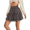 imageLYANER Womens Elastic Waist Pleated Layer Ruffle Hem Flowy A Line Short SkirtFloal Black