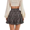 imageLYANER Womens Elastic Waist Pleated Layer Ruffle Hem Flowy A Line Short SkirtFloal Black