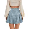 imageLYANER Womens Elastic Waist Pleated Layer Ruffle Hem Flowy A Line Short SkirtFloal Blue
