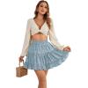 imageLYANER Womens Elastic Waist Pleated Layer Ruffle Hem Flowy A Line Short SkirtFloal Blue