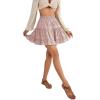 imageLYANER Womens Elastic Waist Pleated Layer Ruffle Hem Flowy A Line Short SkirtFloal Pink