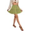 imageLYANER Womens Elastic Waist Pleated Layer Ruffle Hem Flowy A Line Short SkirtKiwi Green2