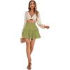 imageLYANER Womens Elastic Waist Pleated Layer Ruffle Hem Flowy A Line Short SkirtKiwi Green2