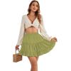 imageLYANER Womens Elastic Waist Pleated Layer Ruffle Hem Flowy A Line Short SkirtKiwi Green2