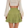 imageLYANER Womens Elastic Waist Pleated Layer Ruffle Hem Flowy A Line Short SkirtKiwi Green2