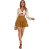 imageLYANER Womens Elastic Waist Pleated Layer Ruffle Hem Flowy A Line Short SkirtLigth Brown2