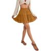 imageLYANER Womens Elastic Waist Pleated Layer Ruffle Hem Flowy A Line Short SkirtLigth Brown2