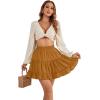 imageLYANER Womens Elastic Waist Pleated Layer Ruffle Hem Flowy A Line Short SkirtLigth Brown2