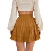 imageLYANER Womens Elastic Waist Pleated Layer Ruffle Hem Flowy A Line Short SkirtLigth Brown2