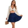 imageLYANER Womens Elastic Waist Pleated Layer Ruffle Hem Flowy A Line Short SkirtNavy2