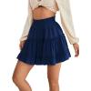 imageLYANER Womens Elastic Waist Pleated Layer Ruffle Hem Flowy A Line Short SkirtNavy2