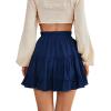 imageLYANER Womens Elastic Waist Pleated Layer Ruffle Hem Flowy A Line Short SkirtNavy2