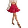 imageLYANER Womens Elastic Waist Pleated Layer Ruffle Hem Flowy A Line Short SkirtRed2