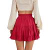 imageLYANER Womens Elastic Waist Pleated Layer Ruffle Hem Flowy A Line Short SkirtRed2