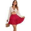 imageLYANER Womens Elastic Waist Pleated Layer Ruffle Hem Flowy A Line Short SkirtRed2