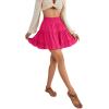 imageLYANER Womens Elastic Waist Pleated Layer Ruffle Hem Flowy A Line Short SkirtRose2