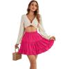 imageLYANER Womens Elastic Waist Pleated Layer Ruffle Hem Flowy A Line Short SkirtRose2