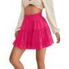 imageLYANER Womens Elastic Waist Pleated Layer Ruffle Hem Flowy A Line Short SkirtRose2