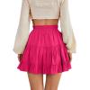 imageLYANER Womens Elastic Waist Pleated Layer Ruffle Hem Flowy A Line Short SkirtRose2