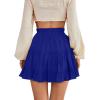 imageLYANER Womens Elastic Waist Pleated Layer Ruffle Hem Flowy A Line Short SkirtRoyal Blue2
