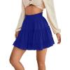 imageLYANER Womens Elastic Waist Pleated Layer Ruffle Hem Flowy A Line Short SkirtRoyal Blue2