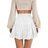 imageLYANER Womens Elastic Waist Pleated Layer Ruffle Hem Flowy A Line Short SkirtWhite2