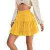 imageLYANER Womens Elastic Waist Pleated Layer Ruffle Hem Flowy A Line Short SkirtYellow2