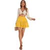 imageLYANER Womens Elastic Waist Pleated Layer Ruffle Hem Flowy A Line Short SkirtYellow2