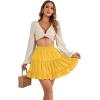 imageLYANER Womens Elastic Waist Pleated Layer Ruffle Hem Flowy A Line Short SkirtYellow2