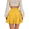 imageLYANER Womens Elastic Waist Pleated Layer Ruffle Hem Flowy A Line Short SkirtYellow2