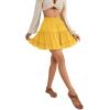 imageLYANER Womens Elastic Waist Pleated Layer Ruffle Hem Flowy A Line Short SkirtYellow2