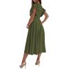 imageLYANER Womens Warp V Neck Ruffle Short Sleeve A Line Swing Flared Cocktail Party Midi DressArmy Green